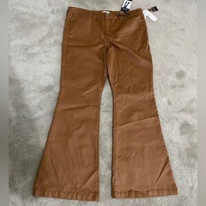 Women’s, NWT, 20, Sofia Vergara Melisa High Rise Flare Faux Leather Brown Jeans